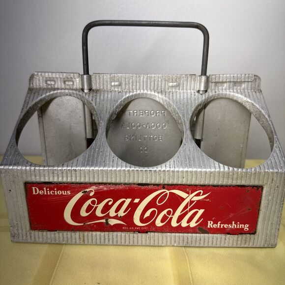 Coca-Cola Other - Vtg Aluminum Coca-Cola Metal 6-Pack Bottle Carrier - 1950’s